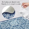 LunaLulinlk 24" x 18" Dish Drying Mat Set of 2 Microfiber Dish Drainer/Rack Pads with Hanging Loop Navy Blue Damask - 2 of 4