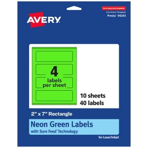 Avery Neon Green Paper Labels, 2" x 7" Rectangle - 1 of 4