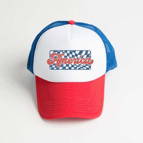 Simply Sage Market Checkered America Foam Trucker Hat : Target