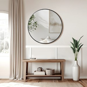 Spassway 28"H x 28"W Round Versatile Decorative Aluminum Alloy Mirror Art Designs for Living Room Bedroom Entryway Office Home Black/Gold Available - 1 of 4