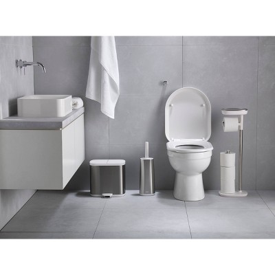 Stainless Steel Freestanding Toilet Paper Holder with Dual-Purpose Shelf