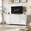 Homhougo 63" W Dresser Tv Stand for 65 70 75 Inch Tv, 14 Drawer for Bedroom with Power Outlets, Large Long Fabric Dresser Entertainment Center, White - 3 of 4
