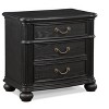 1pc Traditional Vintage Antique Drawer Pull 3-Drawer Nightstand Black Gray Dark Finish Bedroom Wooden Furniture - 2 of 4
