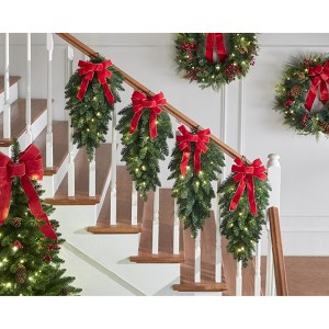 BrylaneHome Pre-Lit Swags With Plaid Bows, Set Of 4 - 1 of 1
