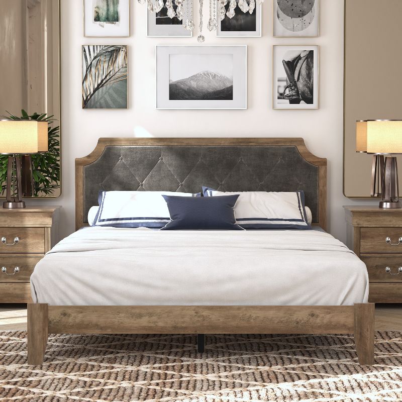 Galano Annifer Upholstered Queen Platform Bed With Headboard, 1 of 12