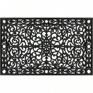 Gatsby Rubber Doormat 24 inchx 36 inch Black Heavy Duty Non Slip Water Resistant Indoor Outdoor Use - 1 of 4