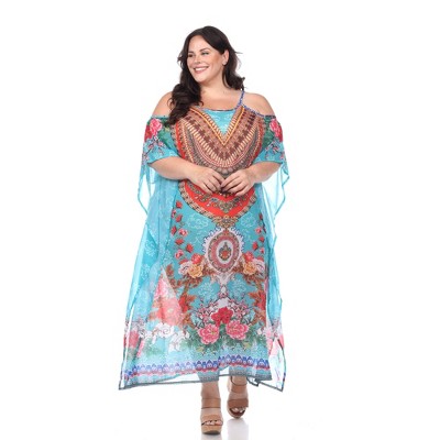 Plus Size Sheer Caftan Maxi Dress - One Size Fits Most Plus - White Mark