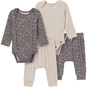 Modern Moments by Gerber Baby Neutral 4-piece Baby  Gray, Long Sleeve Bodysuits and Cozy Pants Set - 1 of 4