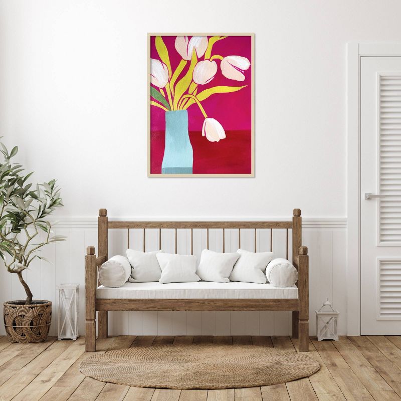 31&#34;x41&#34; Pink Tulips by Emma Daisy Wood Framed Wall Art Print Brown - Amanti Art, 6 of 11