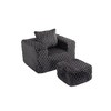 HomeRoots 42" Charcoal Chenille Arm Chair With Ottoman - 3 of 4