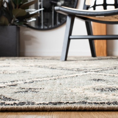 Handmade Blue and Black Wool Kilim Area Rug