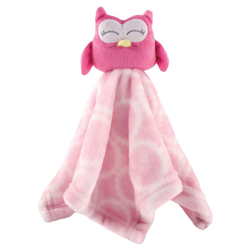 Hudson Baby Unisex Baby Animal Face Security Blanket, Pink Owl, One Size, 1 of 3