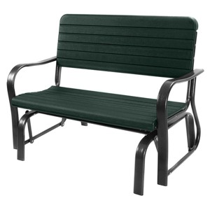 Costway Outdoor Patio Swing Porch Rocker Glider Bench Loveseat Garden Seat Steel New Borwn/Green - 1 of 4