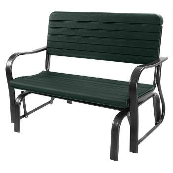 Costway Outdoor Patio Swing Porch Rocker Glider Bench Loveseat Garden Seat Steel New Borwn/Green