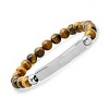 Men's stone and stainless steel Our Father english prayer id bracelet. Color Options: Brown, Gray, Blue - 2 of 4