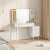 48" Fluted Vanity Desk with Mirror and Lights, Modern Make Up Vanity with Drawers, Glass Top Power Outlet, Makeup Table for Bedroom - 2 of 4