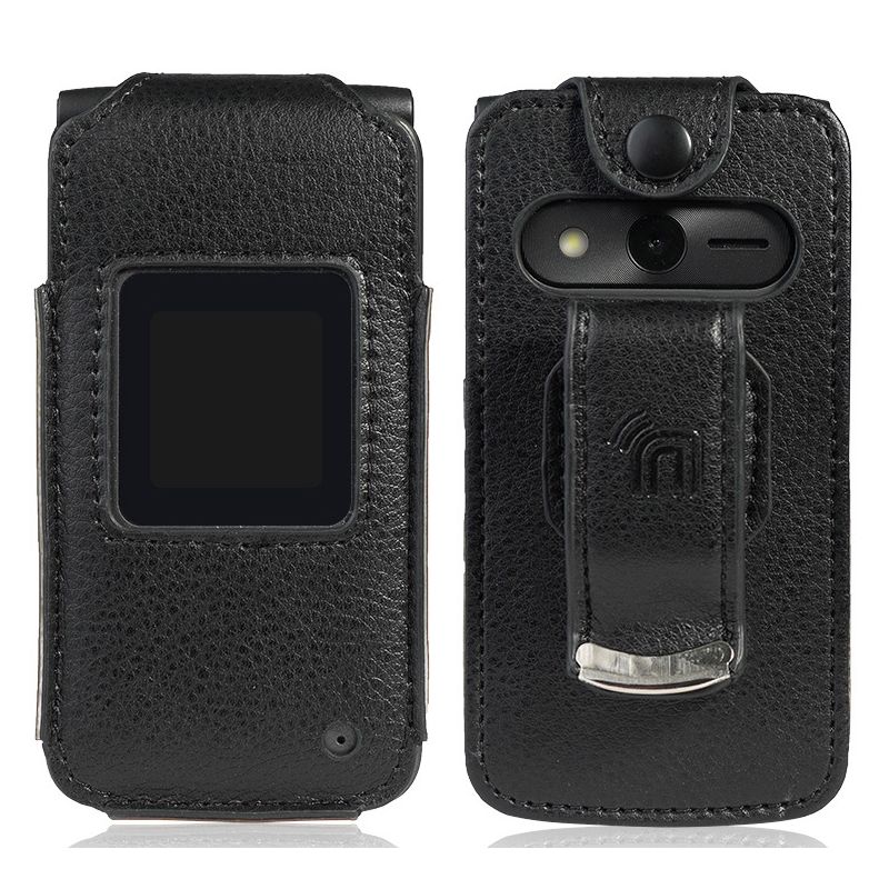 Nakedcellphone Case for Verizon eTalk Flip Phone - Vegan Leather with Belt Clip - Black, 2 of 9