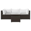 vidaXL 4 Piece Patio Lounge Set with Cushions - Weather Resistant Poly Rattan Furniture with Tempered Glass Tabletop & Comfortable Cushions - Brown - 3 of 4