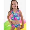 RuffleButts Girls UPF50+ Sun Protected Racerback Flutter Tankini 2-Piece Swimsuit - Neon Ocean Coral, 8 - 3 of 4