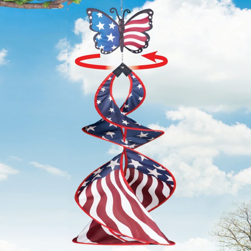 Collections Etc Butterfly Patriotic Hanging Wind Spinner 36 X 15 X 36 Multicolored, 2 of 3