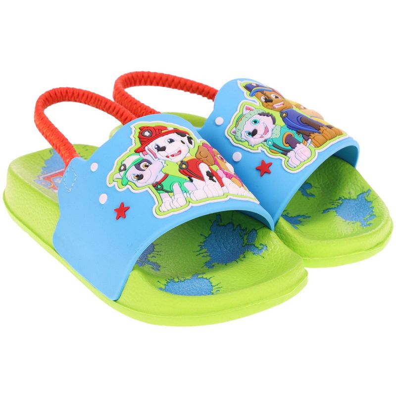 Paw Patrol Boy's and Girl's Mismatch Slide Sandal,Chase,Marshall,Skye Everest,with BackStrap,Toddler Size 6 to 11, 1 of 6