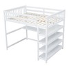 Sapphtopaz Loft Bed with Storage Shelves & Desk Space-Saving Bed Frame with Guardrails & Ladder for Teens Loft Beds for Bedroom - 3 of 4