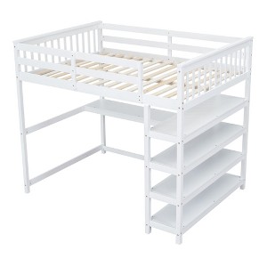 NicBex Full/Twin Loft Bed with Shelves and Under-bed Desk for Kids Teens Adults - 1 of 4