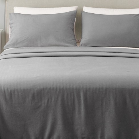 Great Bay Home Cotton Solid Flannel Sheet Set (full, Frost Grey) : Target
