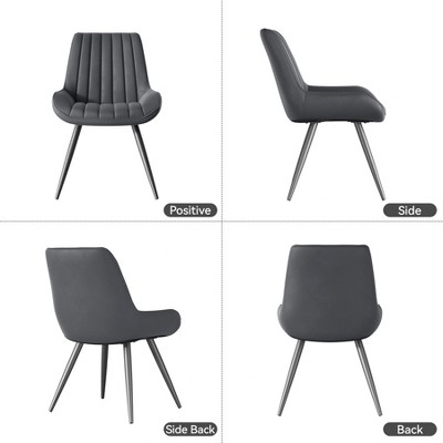 Dexmalle Set of 4 Dark Grey Modern Dining Chairs with Thick Cushions