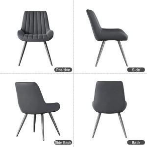 Dexmalle Set of 4 Dark Grey Modern Dining Chairs with Thick Cushions - 1 of 4