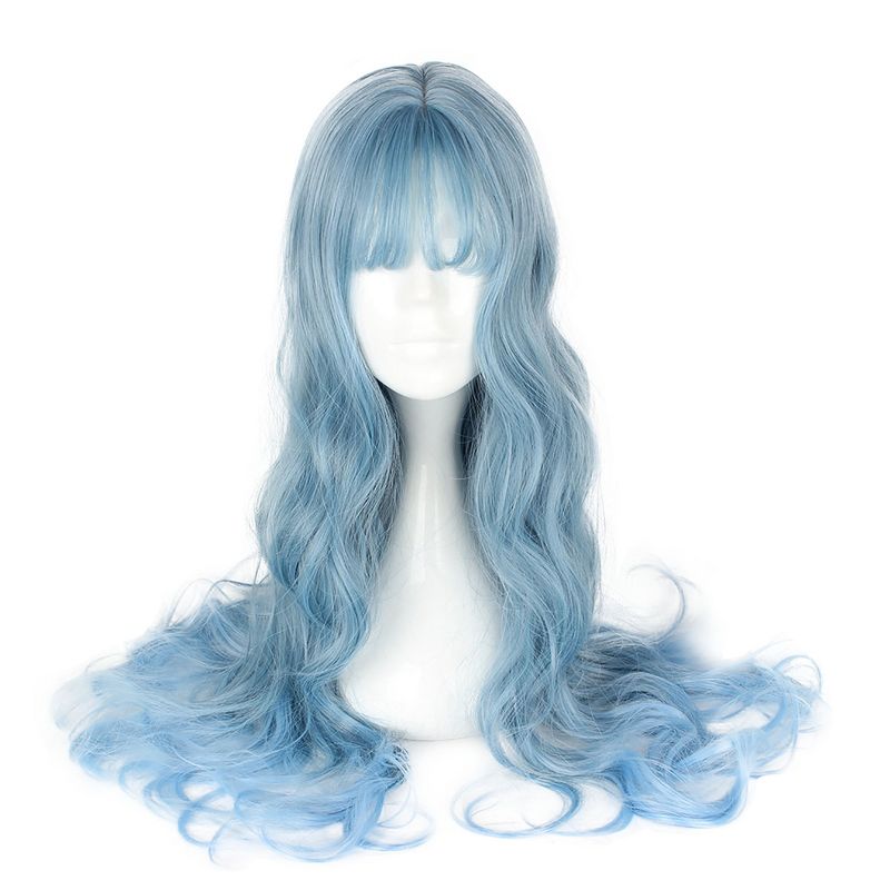 Unique Bargains Curly Women's Wigs 26" Blue with Wig Cap, 1 of 7