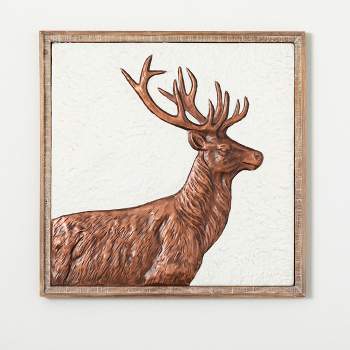 26"H Sullivans Reindeer Metal Relief Wall Art, Brown