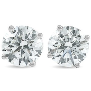 Pompeii3 2 Ct TW Round Lab Created Diamond Studs 14K White Gold With Screw Backs - 1 of 4