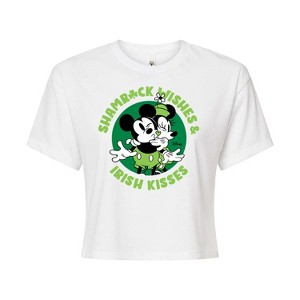 Women's - Disney - Shamrock Wishes Irish Kisses Cropped Graphic T-Shirt - 1 of 4