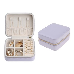 Unique Bargains Small Portable PU Leather Storage Display Holder Travel Jewelry Box for Women's Birthday Gifts - 1 of 4