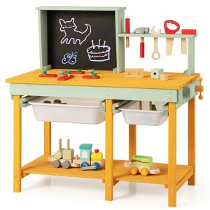 Infans Kids Wooden Toy Workbench w/Storage Space & Blackboard Tool Accessories for Boys - 1 of 4