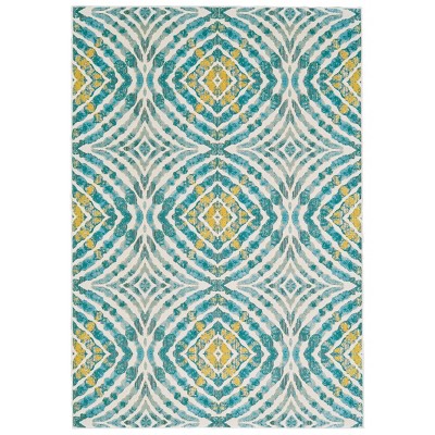 Keats Transitional Abstract Blue/Ivory/Yellow Area Rug