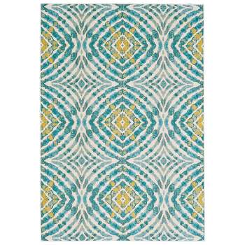 Keats Transitional Abstract Blue/Ivory/Yellow Area Rug