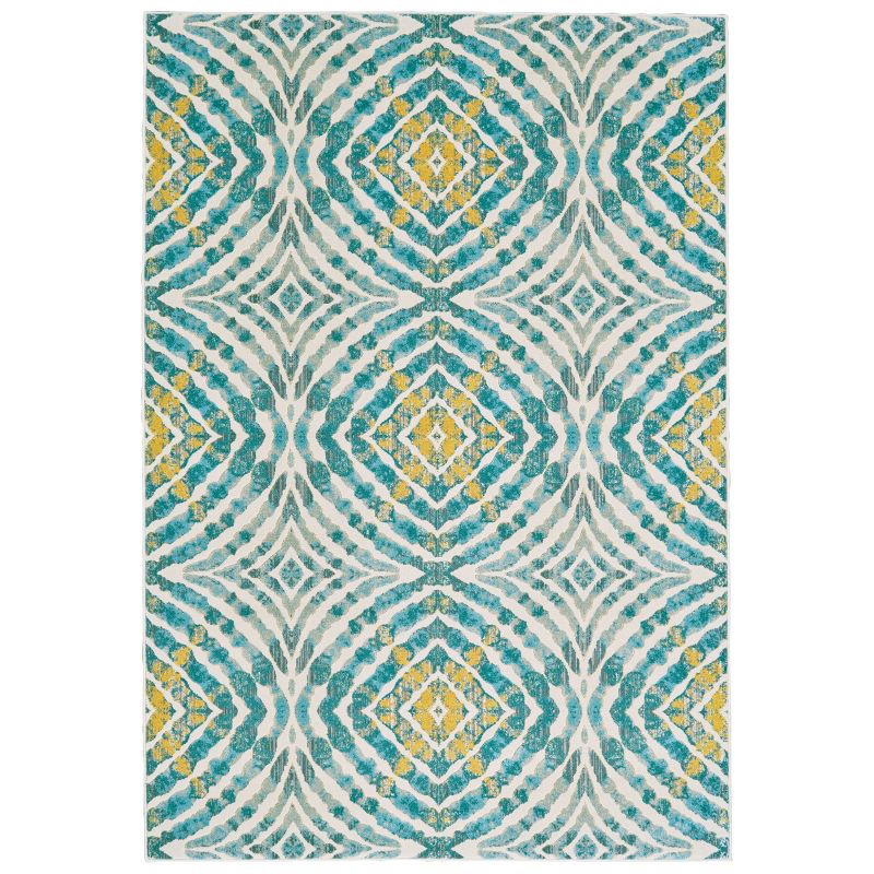 Keats Transitional Abstract Blue/Ivory/Yellow Area Rug, 1 of 5
