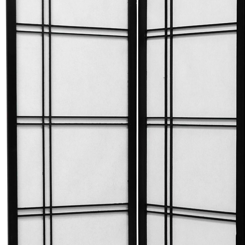 6 ft. Tall Double Cross Shoji Screen - Black, 8-Panel, Hardwood Frame, Traditional Washi Rice Paper, Easy Maintenance, Room Divider, 3 of 6