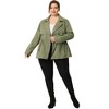 Agnes Orinda Women's Plus Size Trench Lapel Zipper Front Drawstring Waist Pockets Moto Jackets - 3 of 4