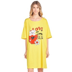 Casual Nights Women's Short Sleeve Printed Scoop Neck Sleep Tee - 1 of 4