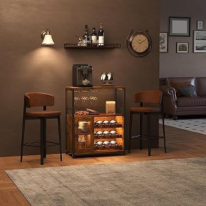 Acekool Compact Bar Cabinet - Wine Storage with Adjustable Shelves & Glass Rack - 1 of 4