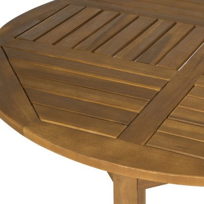 Teak Brown Round Acacia Wood Outdoor Coffee Table