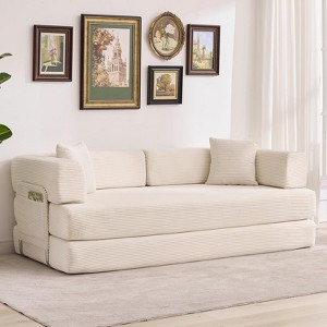 5-in-1 Convertible Sofa Bed, Modular Corduroy Sleeper Couch with Sturdy Frame, Futon for Living Room, Guest Room - 1 of 4