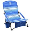 Trapper’s Peak 2 Pack Low Profile Folding Beach Chairs with Cup Holder, Carry Bag, Blue Stripes – Outdoor Camping Chairs for Lawn and Patio - 2 of 4