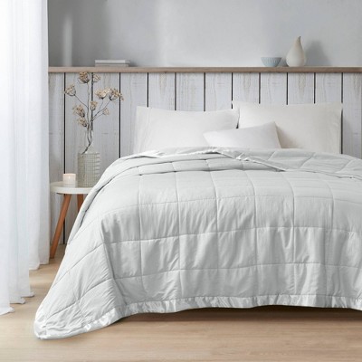 Gray Twin Oversized Down Alternative Blanket with Satin Trim