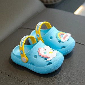 MyKids-USA Baby Cartoon Animal & Rainbow Patched Pattern Colorful Soft Bottom Slippers - 1 of 4