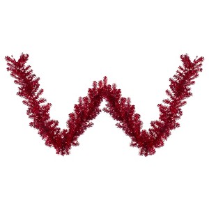 Northlight Metallic Tinsel Artificial Christmas Garland - 9' x 12" - Red - Unlit - 1 of 2