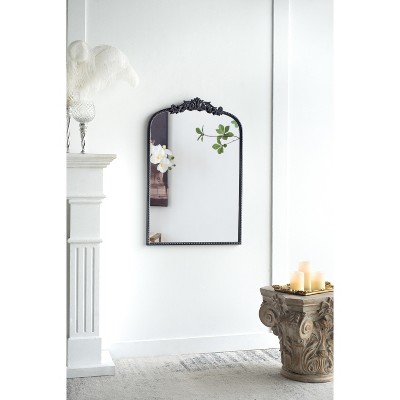 Grungis Arched Wall Mirrors with Metal Frame,Baroque Inspired Decor Wall-Mounted Mirror for Bathroom,Living Room